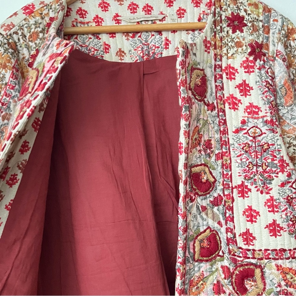 Soft Surroundings Women's La Sultana Embroidered Quilted Jacket Size S Boho - Picture 7 of 9